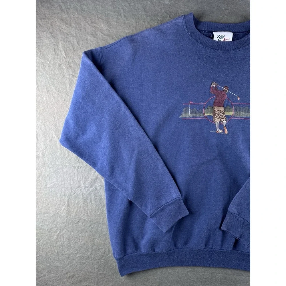 Vintage Golf Sweatshirt Embroidered Golfer Crewneck Pullover XL 90s